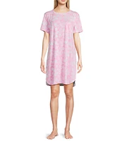 Sleep Sense Summer Shell Short Sleeve Crew Neck Chest Pocket Knit Nightgown