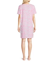 Sleep Sense Summer Shell Short Sleeve Crew Neck Chest Pocket Knit Nightgown