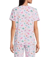Sleep Sense Tossed Vacay Print Short Sleeve Scoop Neck Coordinating Sleep Top