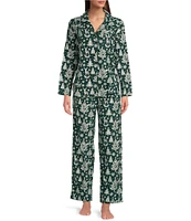 Sleep Sense Tree Print Flannel Drawstring Tie Coordinating Holiday Sleep Pant