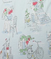 Sleep Sense Vacay Toile Knit Print Drawstring Tie Coordinating Sleep Capri Pants