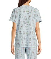Sleep Sense Vacay Toile Print Short Sleeve Scoop Neck Coordinating Sleep Top