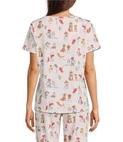 Sleep Sense Western Dogs Print Short Sleeve Scoop Neck Coordinating Sleep Top