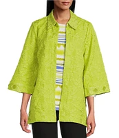 Slim Factor by Investments 3/4 Sleeve Open Front Jacquard Jacket