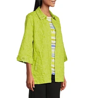 Slim Factor by Investments 3/4 Sleeve Open Front Jacquard Jacket