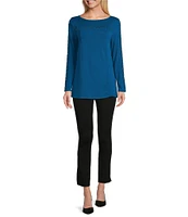 Slim Factor by Investments Boat Neck 3/4 Sleeve Stud Top