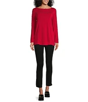 Slim Factor by Investments Boat Neck 3/4 Sleeve Stud Top