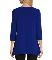 Slim Factor by Investments Crew Neck 3/4 Sleeve Studded Knit Top