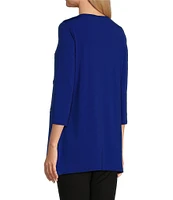 Slim Factor by Investments Crew Neck 3/4 Sleeve Studded Knit Top