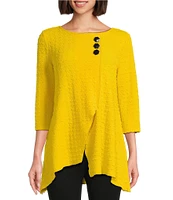 Slim Factor by Investments Crew Neckline Asymmetrical Hem Top
