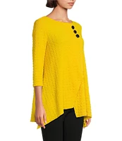 Slim Factor by Investments Crew Neckline Asymmetrical Hem Top