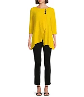 Slim Factor by Investments Crew Neckline Asymmetrical Hem Top