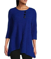 Slim Factor by Investments Crew Neckline Asymmetrical Hem Top