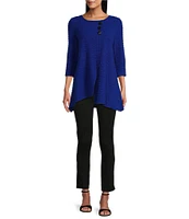 Slim Factor by Investments Crew Neckline Asymmetrical Hem Top