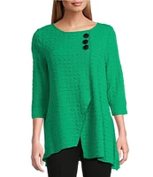 Slim Factor by Investments Crew Neckline Asymmetrical Hem Top