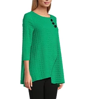 Slim Factor by Investments Crew Neckline Asymmetrical Hem Top