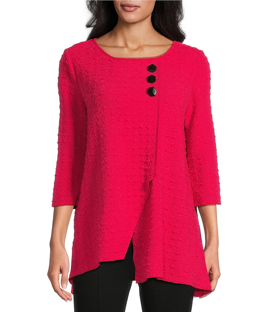 Slim Factor by Investments Crew Neckline Asymmetrical Hem Top