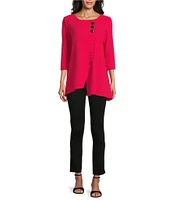 Slim Factor by Investments Crew Neckline Asymmetrical Hem Top