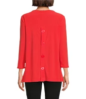 Slim Factor by Investments Crew Neckline High-Low Hem Back Button Top