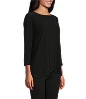 Slim Factor by Investments Crew Neckline High-Low Hem Back Button Top