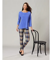 Slim Factor by Investments Crew Neckline High-Low Hem Back Button Top
