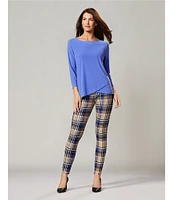 Slim Factor by Investments Crew Neckline High-Low Hem Back Button Top