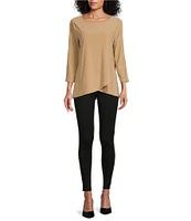 Slim Factor by Investments Crew Neckline High-Low Hem Back Button Top