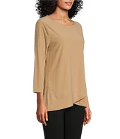 Slim Factor by Investments Crew Neckline High-Low Hem Back Button Top