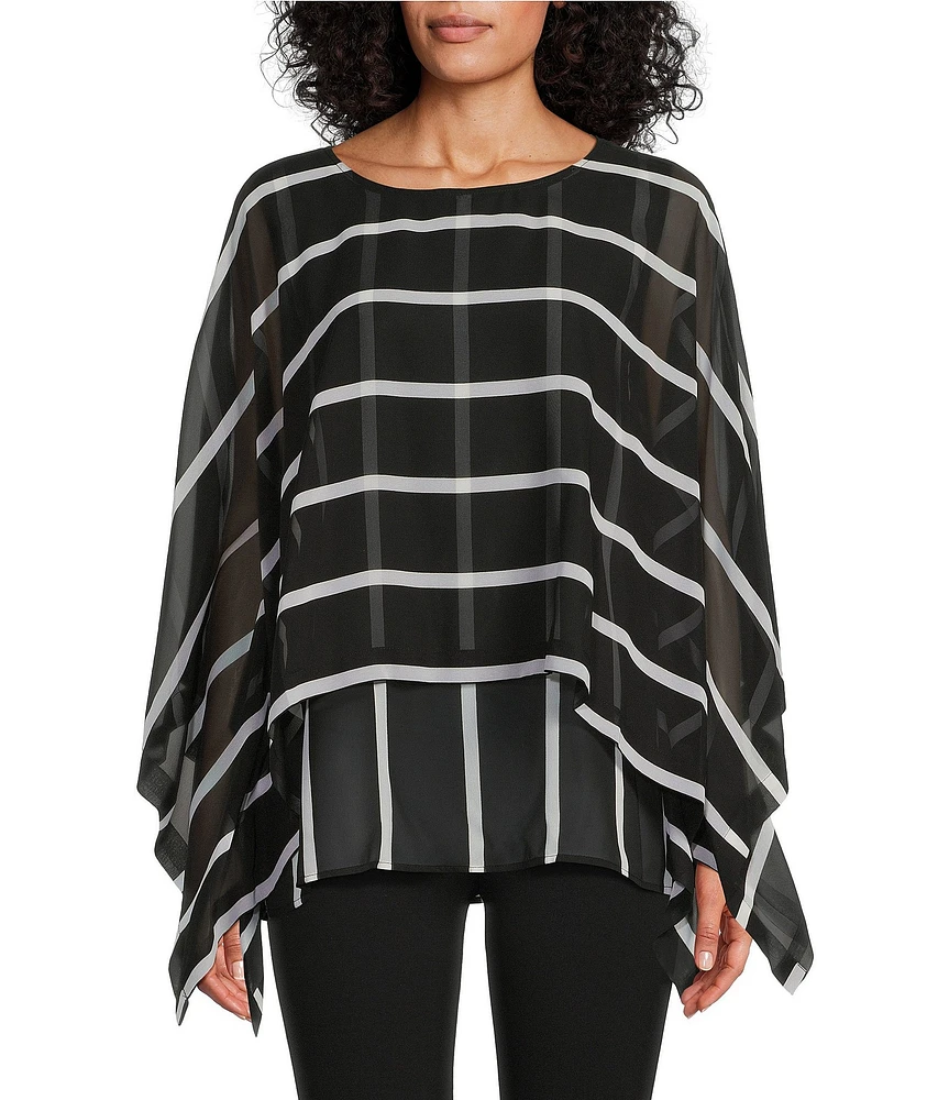 Slim Factor by Investments Elbow Sleeve Crew Neck Double Layer Top