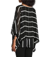 Slim Factor by Investments Elbow Sleeve Crew Neck Double Layer Top
