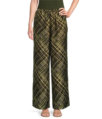 Slim Factor by Investments Fancy Plaid Classic Waist Wide Leg Coordinating Pants