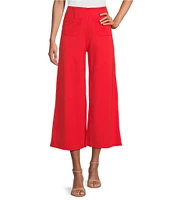 Slim Factor by Investments Lightweight Ponte Knit No Waist Wide Leg Crop Pants