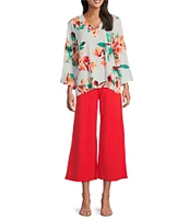 Slim Factor by Investments Lightweight Ponte Knit No Waist Wide Leg Crop Pants