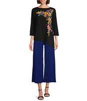 Slim Factor by Investments Lightweight Ponte Knit No Waist Wide Leg Crop Pants