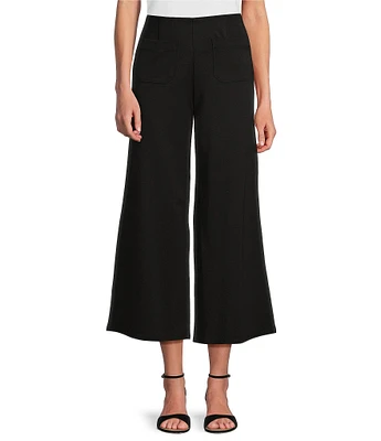 Slim Factor by Investments Lightweight Ponte Knit No Waist Wide Leg Crop Pants