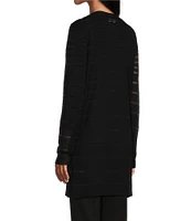 Slim Factor by Investments Long Sleeve Open-Front Mesh Cardigan