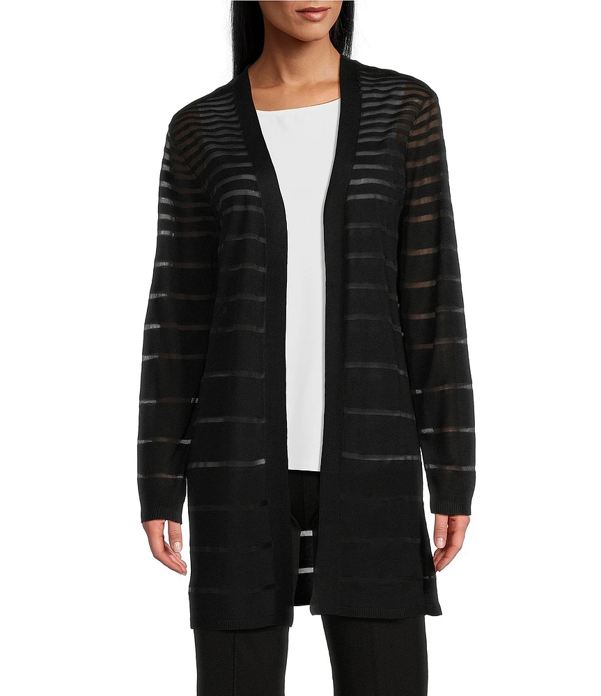 Slim Factor by Investments Long Sleeve Open-Front Mesh Cardigan