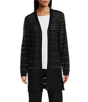 Slim Factor by Investments Long Sleeve Open-Front Mesh Cardigan