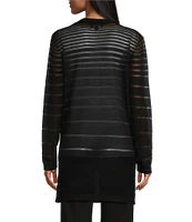 Slim Factor by Investments Long Sleeve Open-Front Mesh Cardigan