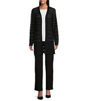Slim Factor by Investments Long Sleeve Open-Front Mesh Cardigan