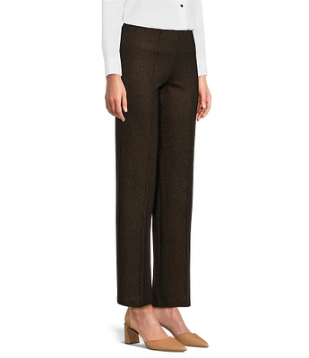 Slim Factor by Investments Metallic Ponte Knit No Waist Slim Straight Pants