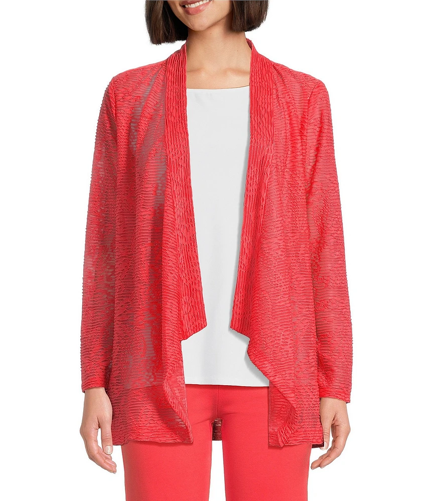 Slim Factor by Investments Open Front Long Sleeve Mesh Cardigan