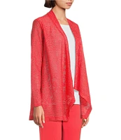 Slim Factor by Investments Open Front Long Sleeve Mesh Cardigan