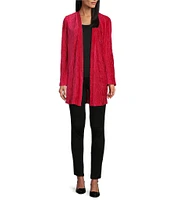 Slim Factor by Investments Open-Front Long Sleeve Velvet Cardigan