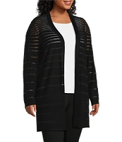 Slim Factor by Investments Plus Long Sleeve Open-Front Mesh Cardigan