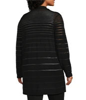 Slim Factor by Investments Plus Long Sleeve Open-Front Mesh Cardigan