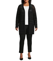 Slim Factor by Investments Plus Long Sleeve Open-Front Mesh Cardigan