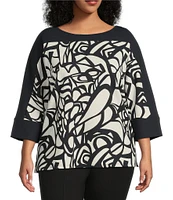 Slim Factor by Investments Plus Size Boat Neck 3/4 Sleeve Dolman Top