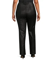 Slim Factor by Investments Plus Size Coated Ponte Knit No Waist Slim Straight Pants