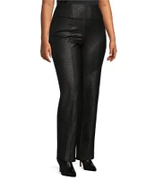 Slim Factor by Investments Plus Size Coated Ponte Knit No Waist Slim Straight Pants